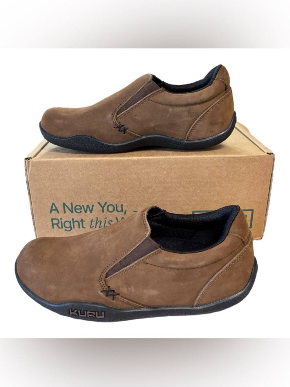 KURU Kivi Shoes Womens Size 7 Medium Chestnut Brown Leather Slip On Comfort